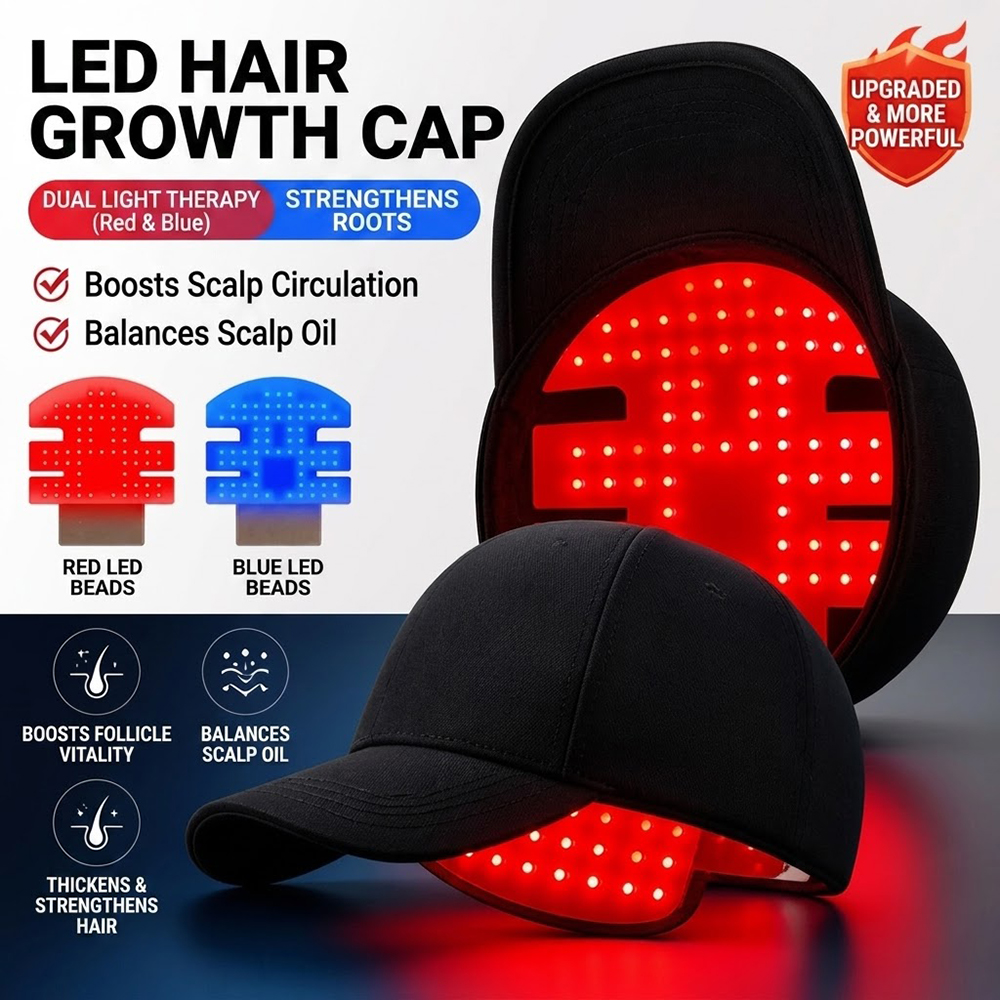 Hair Care Frizzy Hair - LED Hair Growth Cap Red Blue