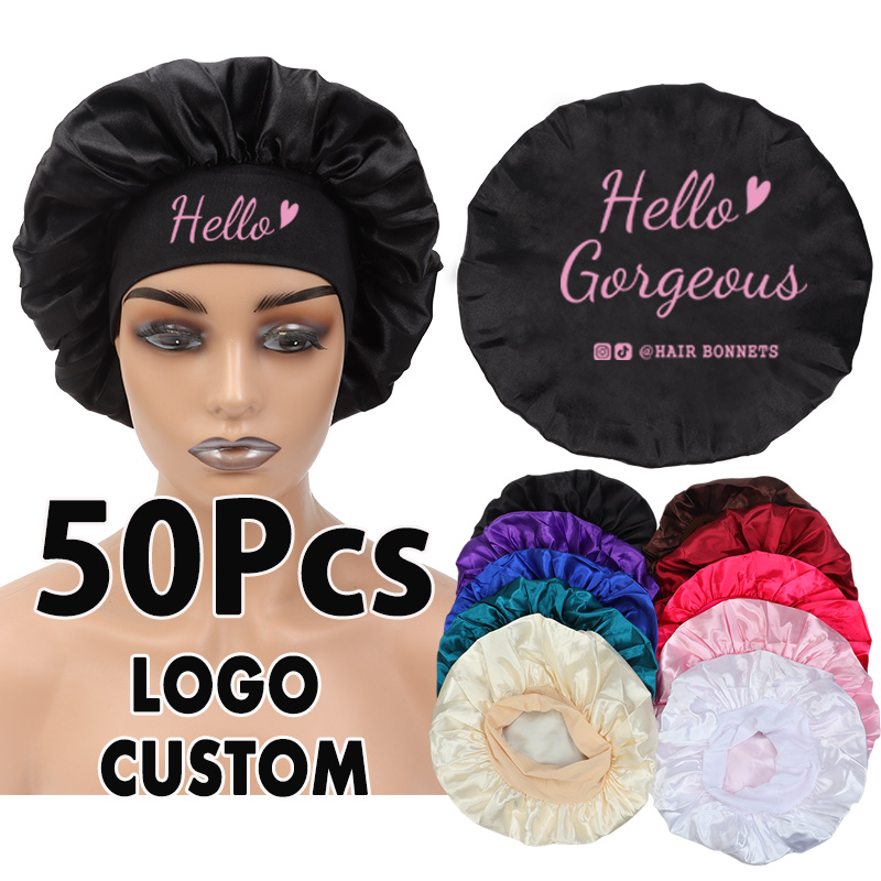 Satin Bonnet 50Pcs Wholesale H - Hair Care Logo のレビューと価格