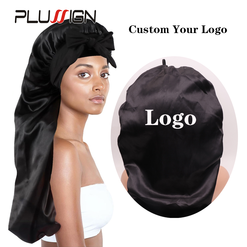Custom Logo Long Satin Bonnet  - Hair Care Logo のレビューと価格