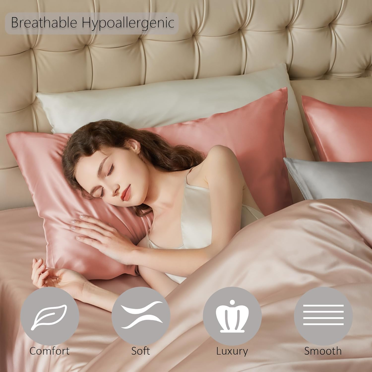 100% Pure Mulberry Silk Pillow - Satin Pillowcase Silk のレビューと価格