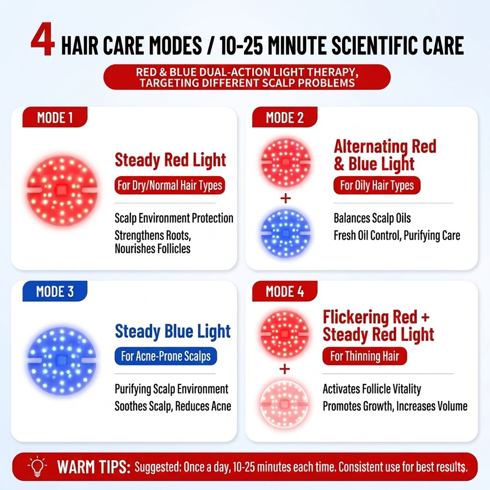 LED Hair Growth Cap Red Blue L - Hair Care Frizzy Hair のレビューと価格