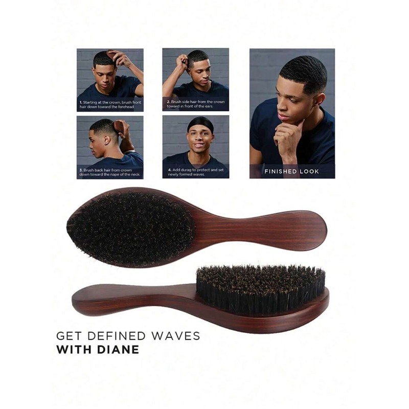 1pc Wooden Handle Boar Bristle - Hair Care Barber Daily のレビューと価格