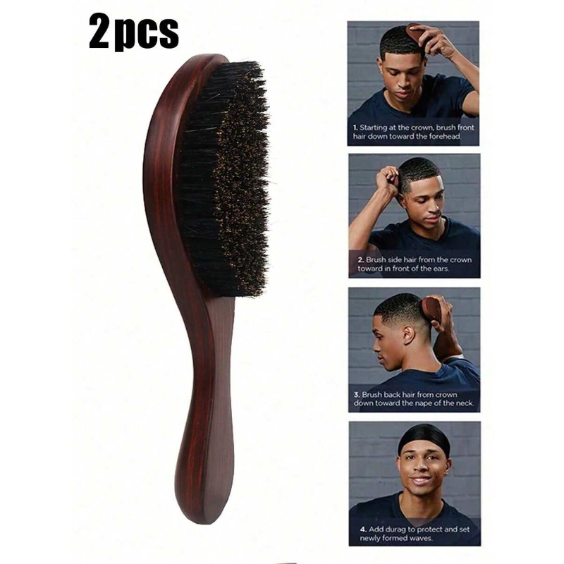 1pc Wooden Handle Boar Bristle - Hair Care Barber Daily のレビューと価格