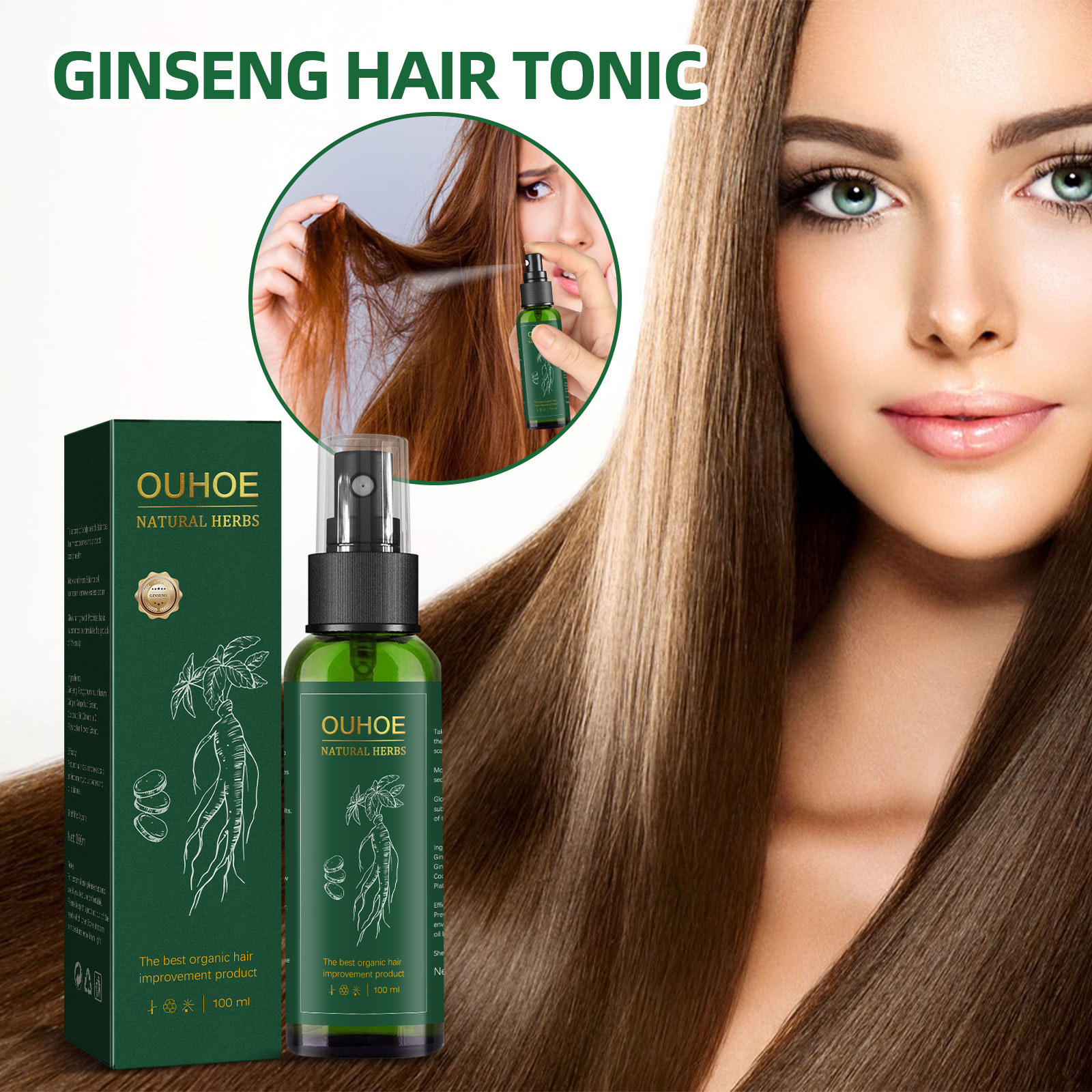 Natural Herbal Ginseng Hair Ca - Hair Care Ginseng のレビューと価格