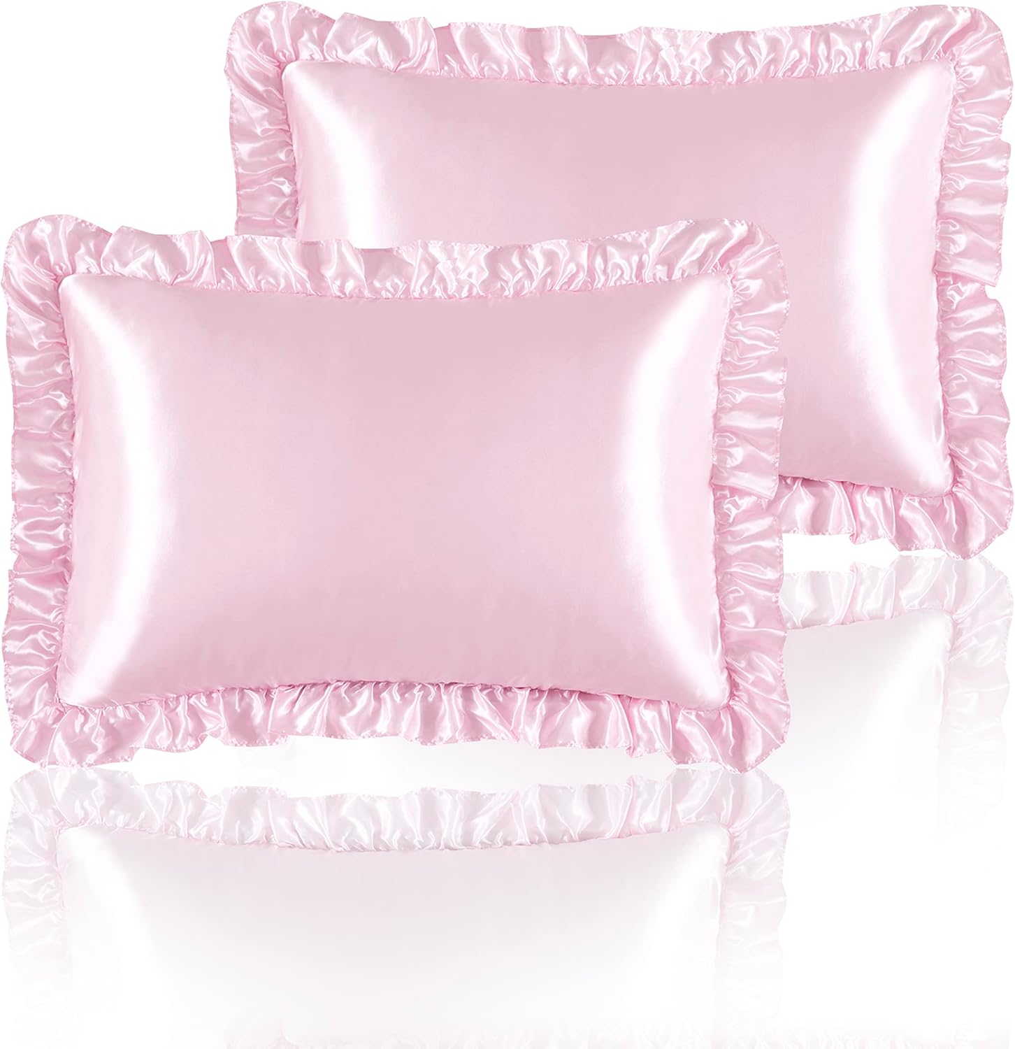 2Pcs Satin Ruffled Pillow Case - Satin Pillowcase Silk のレビューと価格